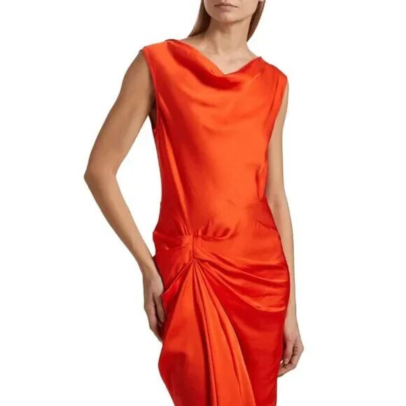 A.L.C. Red-Orange Dara Draped Dress – Size 2, Italian Fabric - Picture 1 of 10